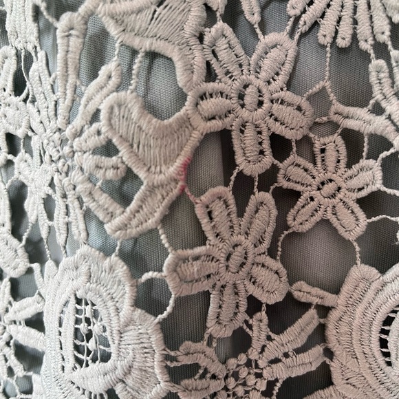 Lulu's Floral Lace Mini Dress in Gray - Picture 2 of 5